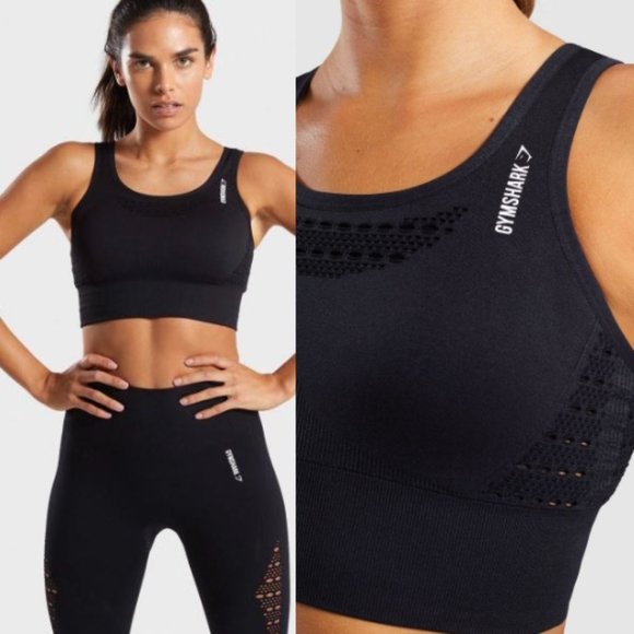 Gymshark Energy Seamless Crop Vest Best Sports Bra Strappy Mesh Active - Picture 1 of 6